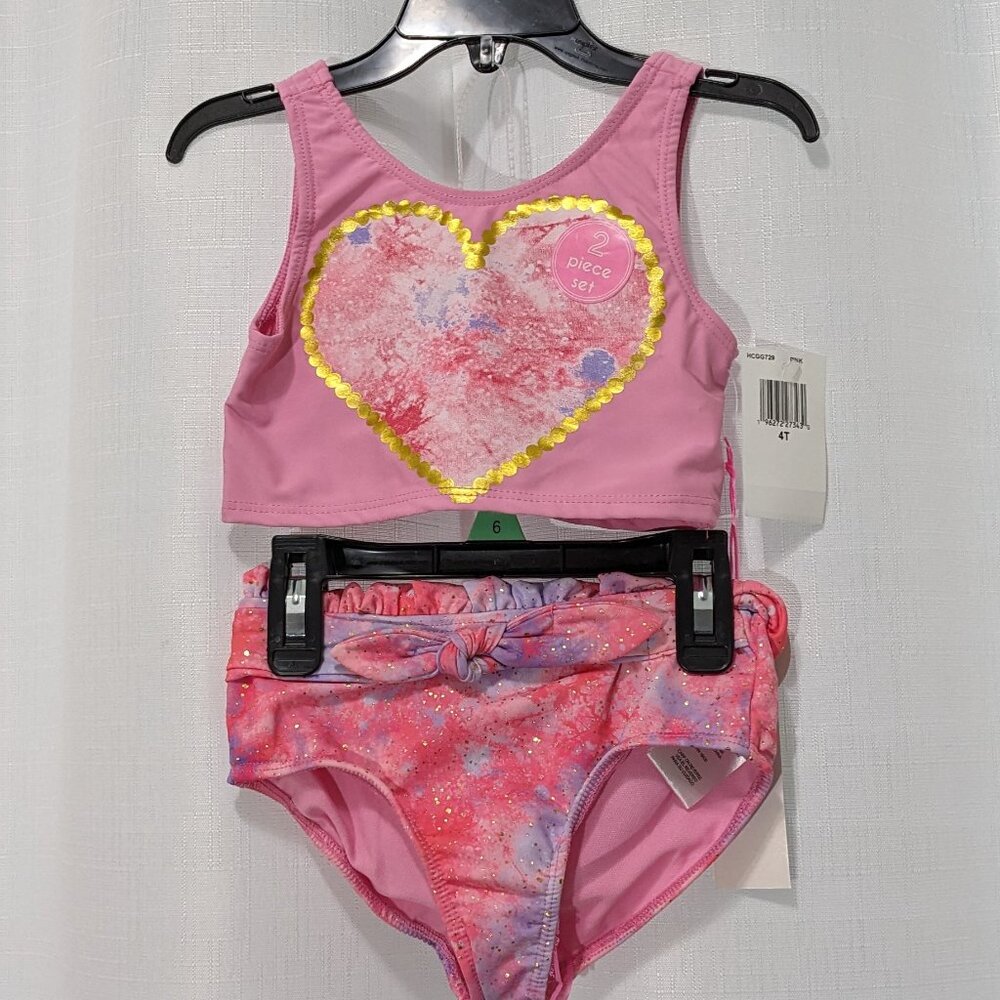 YOUNG HEART  Swimsuit 2 Piece Pink  Size 4T NWT